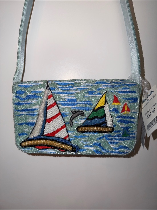 Handcrafted in India Handbags - NWT-Viral Beaded Sailboat Crossbody Bag in Light Blue by Marshalls